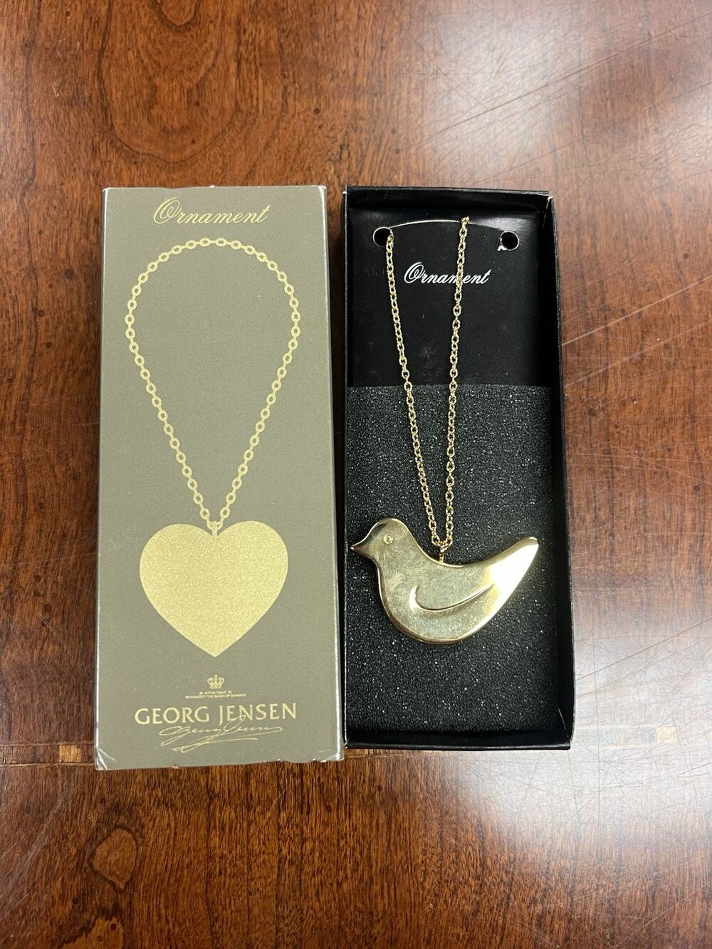 GEORG JENSEN Christmas Ornament Dove Bird 24 carat gold plated In Box